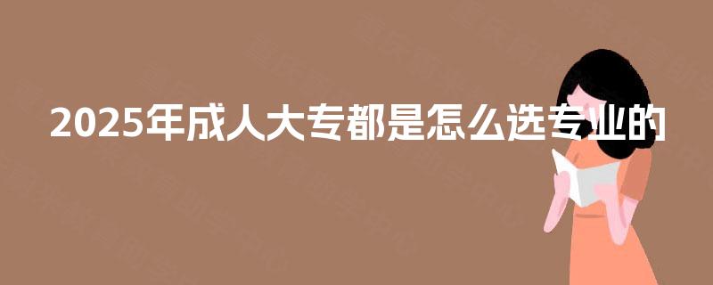 2025年成人大专都是怎么选专业的